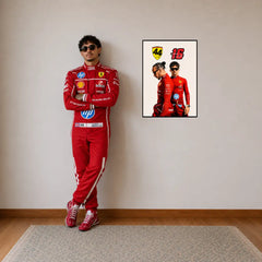 44 × 16 – Racing Icons LED Frame | A2 Lewis Hamilton & Charles Leclerc Ferrari design