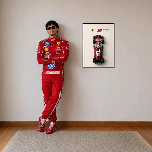 Charles Leclerc No. 16 – F1 Racing LED Frame | A2 Ferrari top-view car design