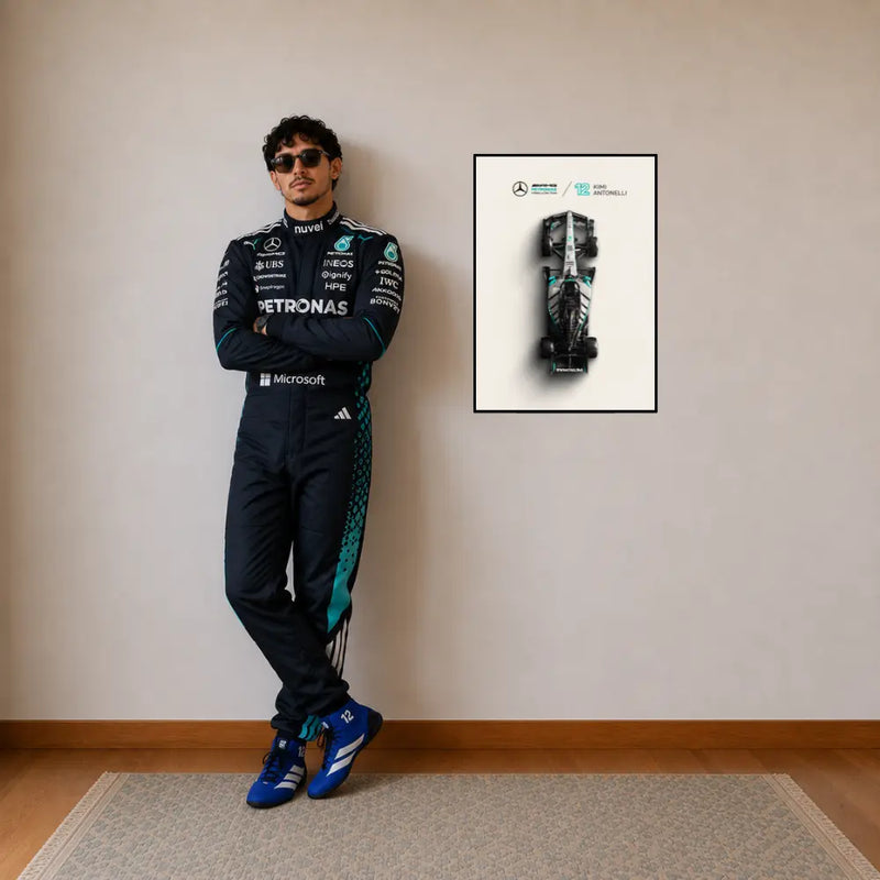 Kimi Antonelli No. 12 – F1 Racing LED Frame | A2 Mercedes top-view car design